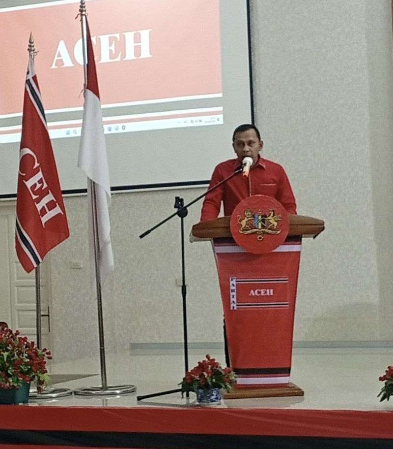 Ket. Foto : Ketua KPA Wilayah Langsa Burhansyah,.SH pada acara DIKPOL Kader DPW Partai Aceh di Vitra Tirta Convention Hall Jalan TM. Bachrum, Kecamatan Langsa Barat, kota Langsa, Sabtu (18 Oktober 2025) 