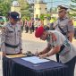 Ket. Foto : Kapolres Langsa AKBP Mughi Prasetyo Habrianto, S.I.K. Saat Pimpin Serah Terima Pejabat di Polres Langsa