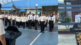 Ket. Foto : Apel perdana seluruh pejabat struktural, staf, serta jajaran petugas Lembaga Pemasyarakatan Pekanbaru 