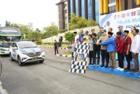 Ket. Foto : Polda Riau melepas peserta Mudik Kebangsaan di halaman Mapolda Riau, Selasa (17/3/2026) pukul 09.00 WIB.