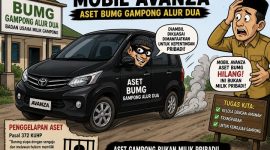 Keterangan foto : Karikatur penggelapan satu unit mobil Avanza milik Badan Usaha Milik Gampong (BUMG)