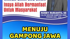 Keterangan Foto: Banner calon Geuchik Gampong Jawa, Robby Rubianto, S.E.