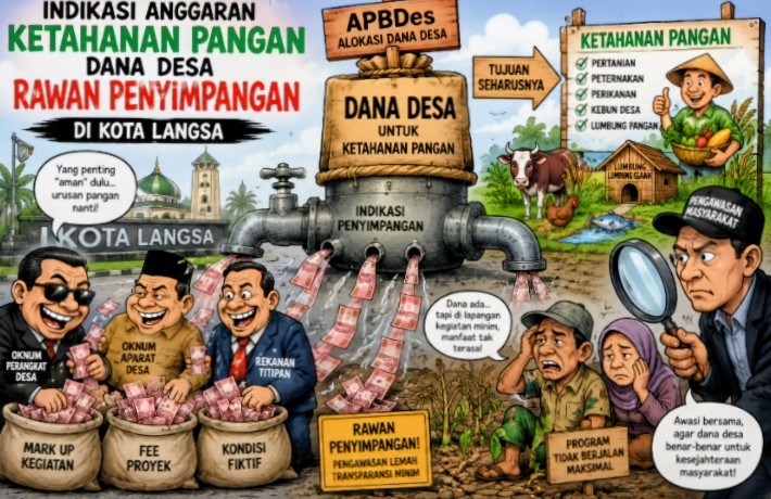 Keterangan Foto: Spanduk/benner sosialisasi skema penggunaan Dana Desa di salah satu gampong di Langsa.
