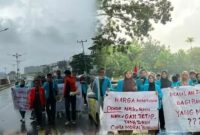 Keterangan Foto: Ratusan mahasiswa dari Al-Azhar dan STIE Riau memadati kawasan Gedung DPRD Provinsi Riau dalam aksi unjuk rasa, Rabu. (Dok. Ist)
