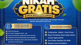 Keterangan foto : Spanduk sosialisasi program Nikah Gratis yang akan dilaksanakan oleh Pemerintah Kota Langsa.
