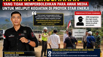 Keterangan Foto: Tangkapan layar pernyataan Ketua DPD For-WIN Lampung Barat, Bambang Irawan, terkait kebijakan Star Energy yang membatasi akses media ke lokasi proyek geothermal. 
