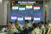 Keterangan Foto: Pangdam XIX/Tuanku Tambusai, Mayjen TNI Dr. Agus Hadi Waluyo, S.A.P., M.M., CHRMP, memimpin langsung Rapat Paparan Kesiapan Latihan Operasi (Lat Ops) Terintegrasi TNI dan Kesiapan Satgas Pamtas RI–PNG Yonif 132/Bima Sakti di Ruang Yudha Lantai II Makodam XIX/Tuanku Tambusai, Selasa (28/7/2026).