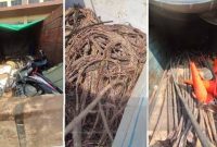 Keterangan foto :  Barang bukti berupa sekitar 2 ton kabel milik PT Telkom yang diamankan Polda Lampung dalam operasi pengungkapan kasus dugaan pencurian di Kecamatan Sekampung, Lampung Timur (dok.ist) 