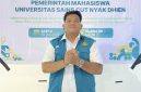 Keterangan Foto: Mirza Maulana dalam prosesi demisioner sebagai Presiden Mahasiswa Universitas Sains Cut Nyak Dhien (USCND) Kabinet Meugiwang Periode 2024–2025