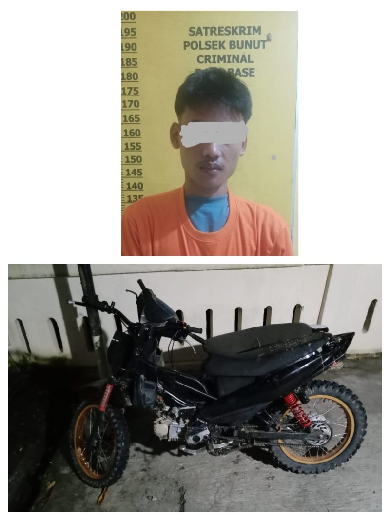 Keterangan foto: Polsek Bunut berhasil meringkus pelaku dan barang bukti pencurian dengan pemberatan beserta barang bukti sepeda motor hasil curian.