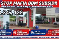 Keterangan Foto: Tangkapan layar spanduk penolakan terhadap praktik curang di SPBU 23.347.122 Gunung Katun, Baradatu.