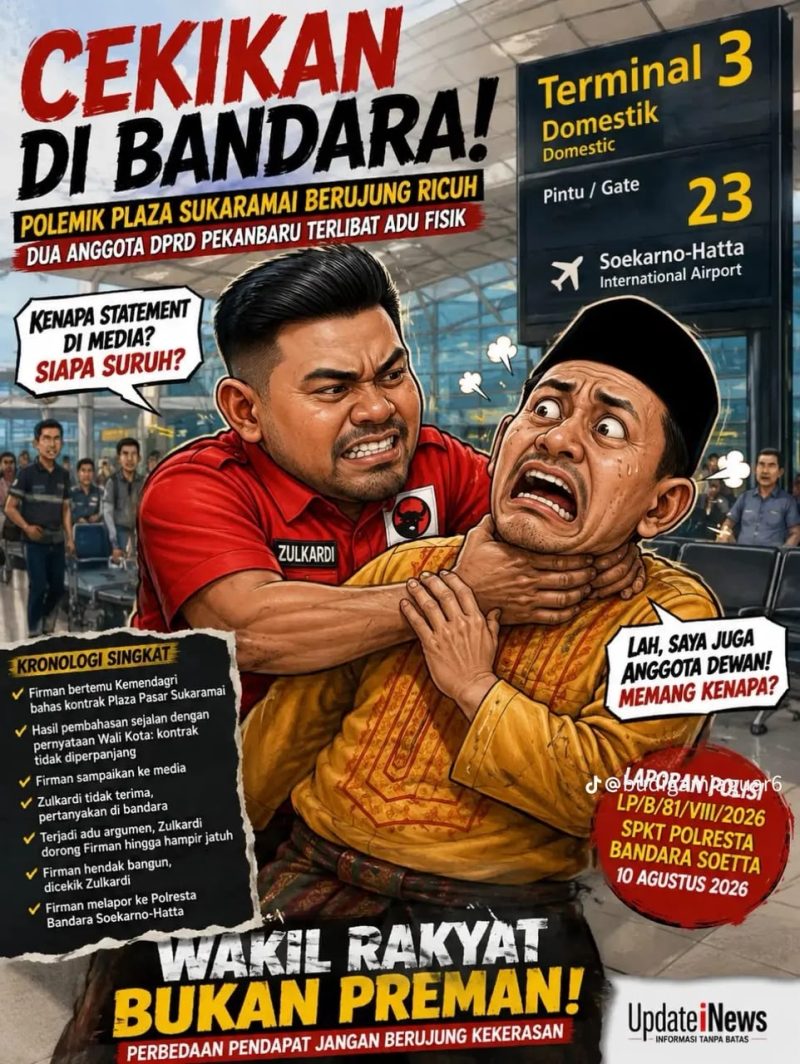 Keterangan Foto: Tangkapan layar ilustrasi dugaan penganiayaan salah satu anggota DPRD Pekanbaru terhadap rekannya sendiri. (Sumber: iNews)
