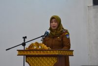 Keterangan foto: Sekretaris Daerah Kota Langsa Dra. Suhartini, M.Pd., saat menerima kunjungan peserta Pelatihan Kepemimpinan Nasional (PKN) Tingkat II Angkatan 25 Tahun 2026 di Gedung Virta Convention Hall, Kota Langsa.