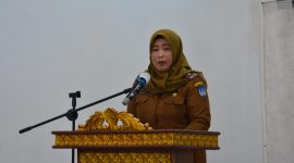 Keterangan foto: Sekretaris Daerah Kota Langsa Dra. Suhartini, M.Pd., saat menerima kunjungan peserta Pelatihan Kepemimpinan Nasional (PKN) Tingkat II Angkatan 25 Tahun 2026 di Gedung Virta Convention Hall, Kota Langsa.