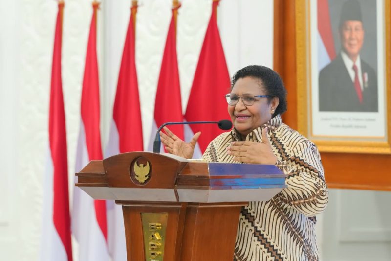 Keterangan foto: Wamendagri Ribka Haluk menjadi pembicara kunci pada acara Penghargaan Pembangunan Daerah (PPD) 2026 di Kantor Kementerian PPN/Bappenas, Jakarta, Rabu (30/9/2026).