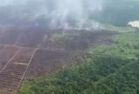 Keterangan foto: Foto udara saat Kapolda Riau memantau sejumlah titik api di Pelalawan. (dok.ist) 