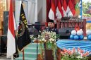 Keterangan Foto: Wakil Wali Kota Dumai Sugiyarto, S.E., saat memberikan sambutan pada HUT ke-34 IKMBD di Gedung Sri Bunga Tanjung, Minggu (13/9/2026).