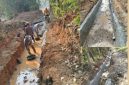 Keterangan foto: Kondisi bangunan siring irigasi di Kampung Sri Tunggal, Kecamatan Buay Bahuga, Way Kanan, yang diduga dikerjakan tidak sesuai spesifikasi teknis.