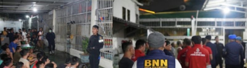 Keterangan foto: Suasana saat petugas melakukan pemeriksaan terhadap seluruh penghuni Lapas.
