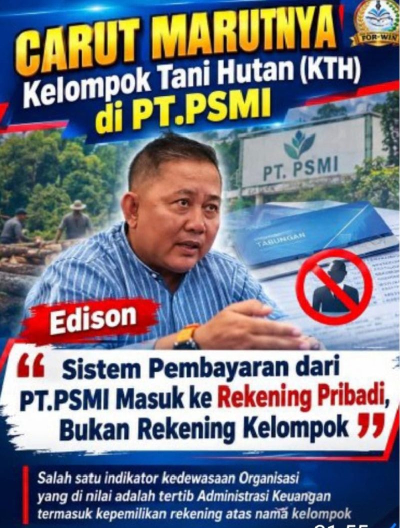 Keterangan foto: Banner carut-marut Pengelolaan Perhutanan Sosial.
