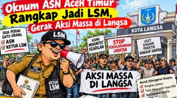 Keterangan foto: Ilustrasi aksi demonstrasi yang diduga melibatkan oknum ASN dengan mengatasnamakan LSM di Kota Langsa.