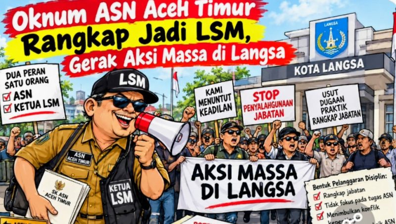 Keterangan foto: Ilustrasi aksi demonstrasi yang diduga melibatkan oknum ASN dengan mengatasnamakan LSM di Kota Langsa.