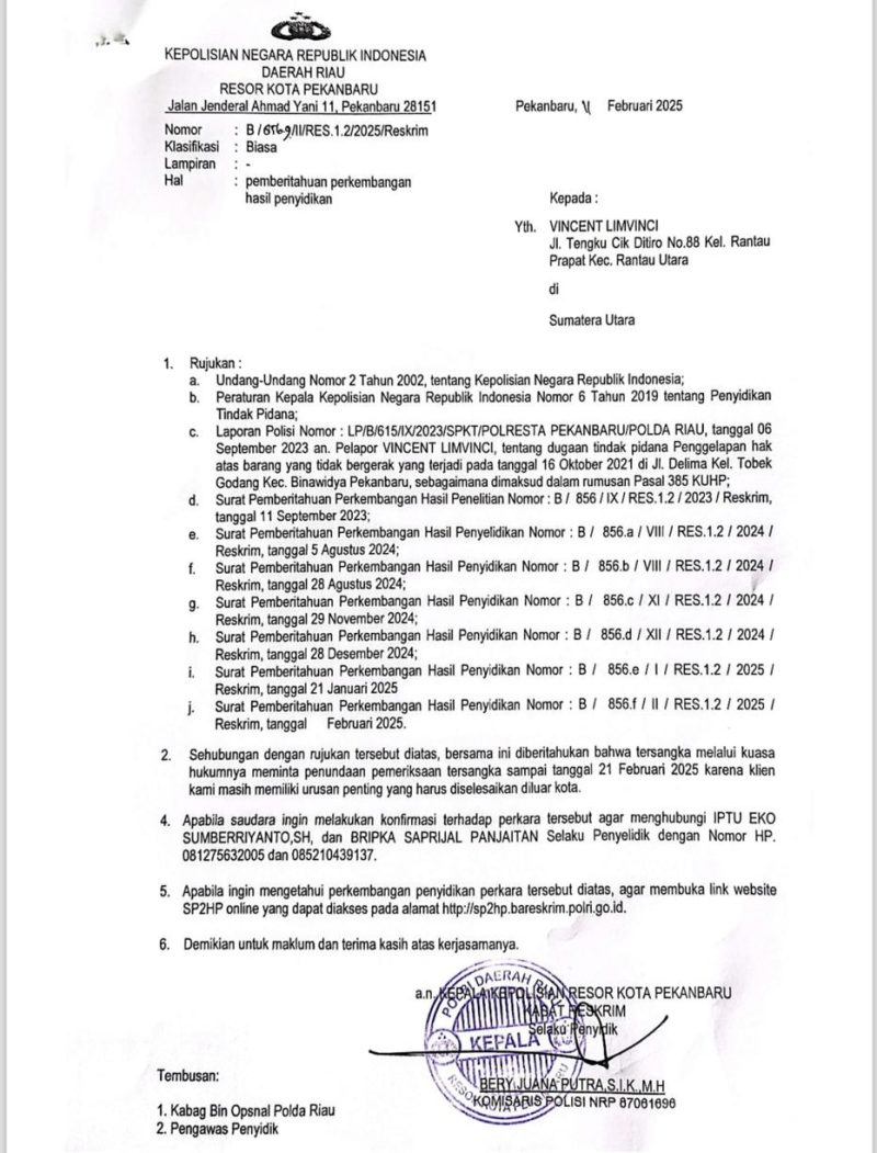 Ket Foto : Surat P2HP, Kasus Asri Auzar