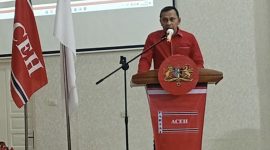 Ket. Foto : Ketua KPA Wilayah Langsa Burhansyah,.SH pada acara DIKPOL Kader DPW Partai Aceh di Vitra Tirta Convention Hall Jalan TM. Bachrum, Kecamatan Langsa Barat, kota Langsa, Sabtu (18 Oktober 2025) 