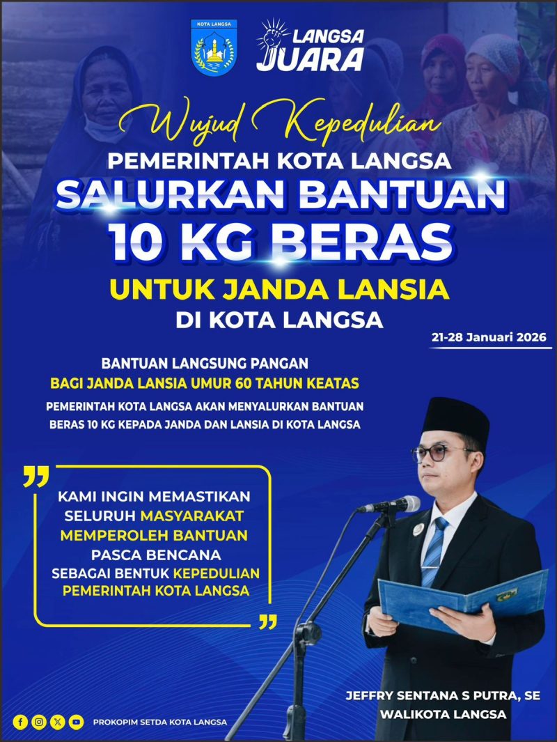 Ket. Foto : Program Walikota Langsa, Jeffry Sentana S. Putra,.SE, Membagikan Beras Kepada Janda Lansia