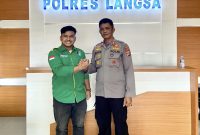 Ket. Foto : Ketua SEMMI Cabang Langsa Muhammad Reza,.SH, Bersama Kapolres Langsa AKBP Mughi Prasetyo Habrianto, S.I.K.