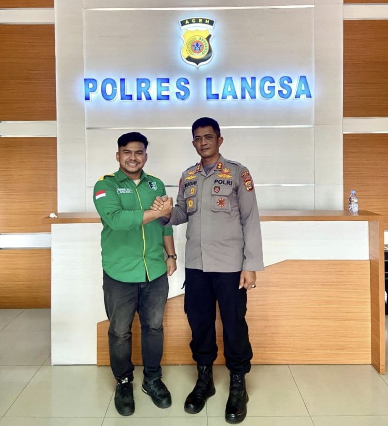Ket. Foto : Ketua SEMMI Cabang Langsa Muhammad Reza,.SH, Bersama Kapolres Langsa AKBP Mughi Prasetyo Habrianto, S.I.K.