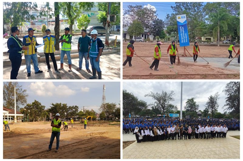 Ket. Foto : Aktifitas Pembersihan Lapangan Merdeka Langsa Pasca Banjir Bandang 2025