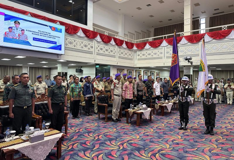 Ket. Foto : Pelantikan, Komando Resimen Mahasiswa Raden Inten Lampung massa bakti 2026 - 2028.