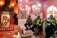 Ket. Foto :  Personil Polsek Kota, Polres Langsa, Siap Siaga, Memberi Kenyamanan Pelaksanaan Sembahyang Tahun Baru Imlek 2577 Kongzili
