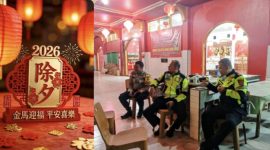 Ket. Foto :  Personil Polsek Kota, Polres Langsa, Siap Siaga, Memberi Kenyamanan Pelaksanaan Sembahyang Tahun Baru Imlek 2577 Kongzili