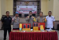 Ket. Foto : Kapolres Langsa, AKBP Mughi Prasetyo Habrianto, S.I.K., dalam konferensi pers pengungkapan tindak pidana narkotika yang digelar Senin, 16 Maret 2026