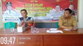 Keterangan foto : Suasana pertemuan warga RT 06 dengan Lurah Campang Raya, Alfredo Vergara, dan Ketua RT 06, di Kelurahan Campang Raya, Minggu (20/4/2026). 