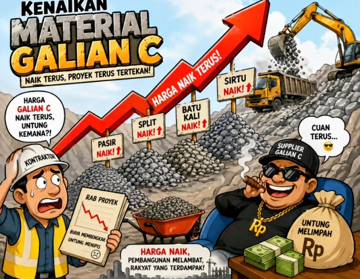 Keterangan foto : Karikatur harga material bangunan yang lagi melambung. 