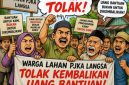 Keterangan foto : Karikatur warga di lahan PT KAU, yang menolak pengembalian rumah 