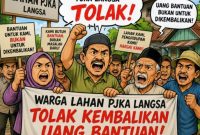 Keterangan foto : Karikatur warga di lahan PT KAU, yang menolak pengembalian rumah 
