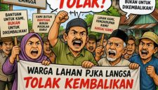 Keterangan foto : Karikatur warga di lahan PT KAU, yang menolak pengembalian rumah 