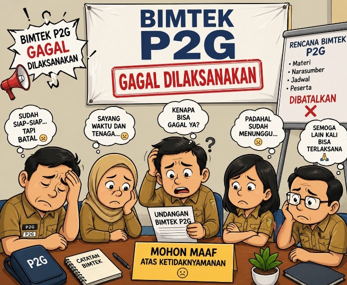 Keterangan foto : Katikatur gagalnya pelaksanaan Bimtek P2G