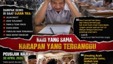 Keterangan foto : Benner himbauan untuk tidak korbankan kepentingan umum, dengan aksi demo. 