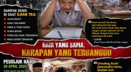 Keterangan foto : Benner himbauan untuk tidak korbankan kepentingan umum, dengan aksi demo. 
