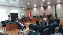 Ket. Foto : Suasana Persidangan Gubernur Riau non aktif Abdul Wahid. 
