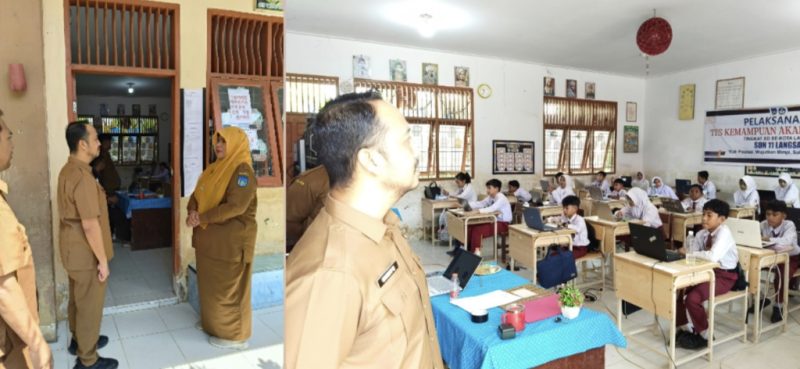 Ket. Foto : Kepala Dinas Pendidikan dan Kebudayaan (Disdikbud) Kota Langsa, Bobby Edwin, ST, saat memantau SD, yang sedang ujian TKA
