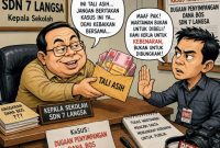 Keterangan foto : Karikatur dugaan Kepala Sekolah, berikan uang Rp20. 000,- kepada wartawan untuk tutupi kasus dugaan perselingkuhan. 