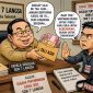 Keterangan foto : Karikatur dugaan Kepala Sekolah, berikan uang Rp20. 000,- kepada wartawan untuk tutupi kasus dugaan perselingkuhan. 