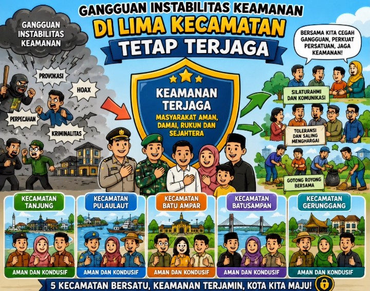 Keterangan foto : Benner mengambarkan situasi kondisi keamanan Kota Langsa tetap Aman dan Kondusif
