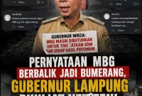 Keterangan Foto: Tangkapan layar unggahan kritik warganet terhadap pernyataan Gubernur Lampung terkait Program Makan Bergizi Gratis (MBG).
